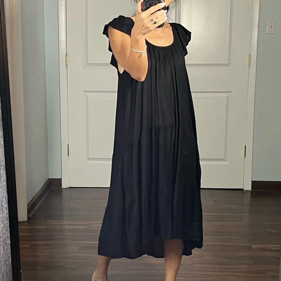 Raviya black see through tiered cover up size S - Picture 2 of 11